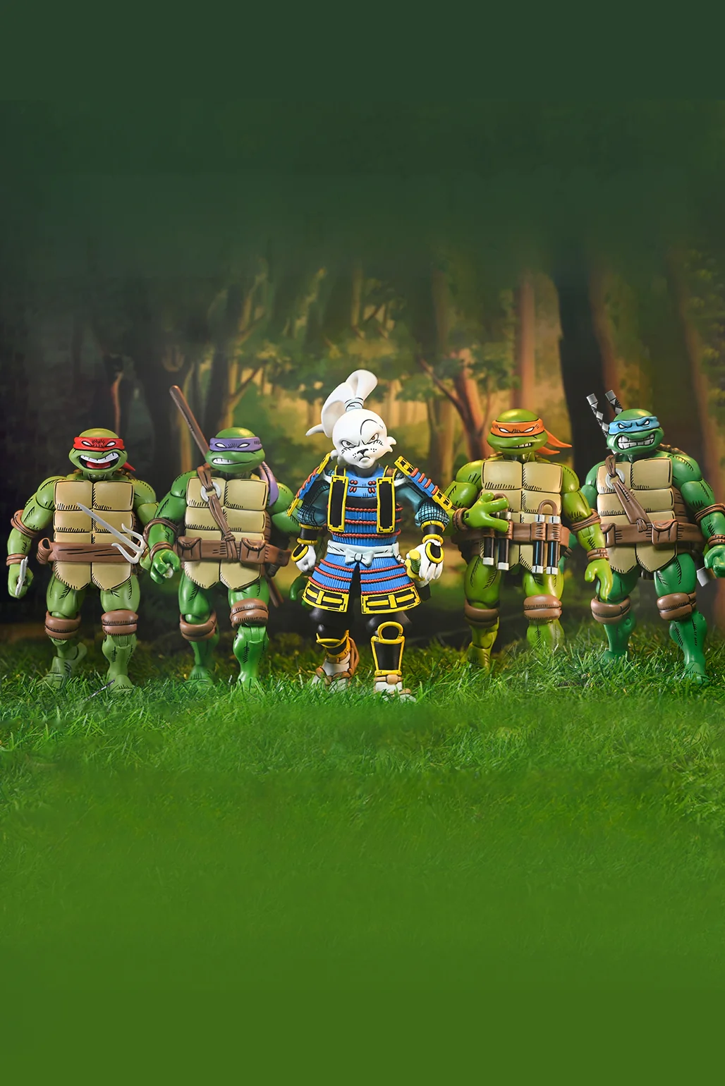 Teenage Mutant Ninja Turtles x Usagi Yojimbo - Ultimate 7β Scale Action Figure Bundle (Usagi, Leonardo, Donatello, Raphael & Michelangelo)