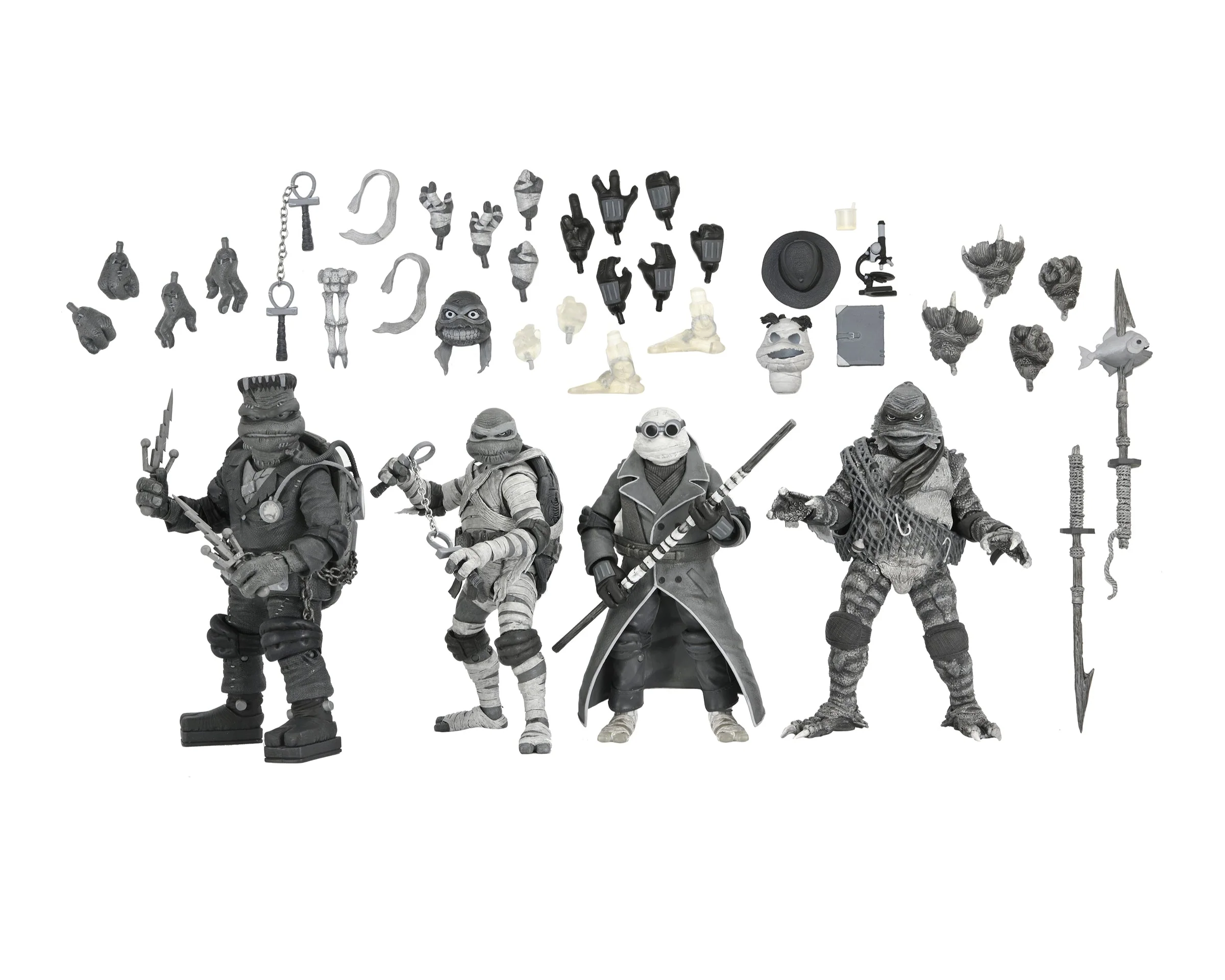 Universal Monsters x Teenage Mutant Ninja Turtles – Black & White Turtles 7” Scale Action Figure 4-Pack - Image 15