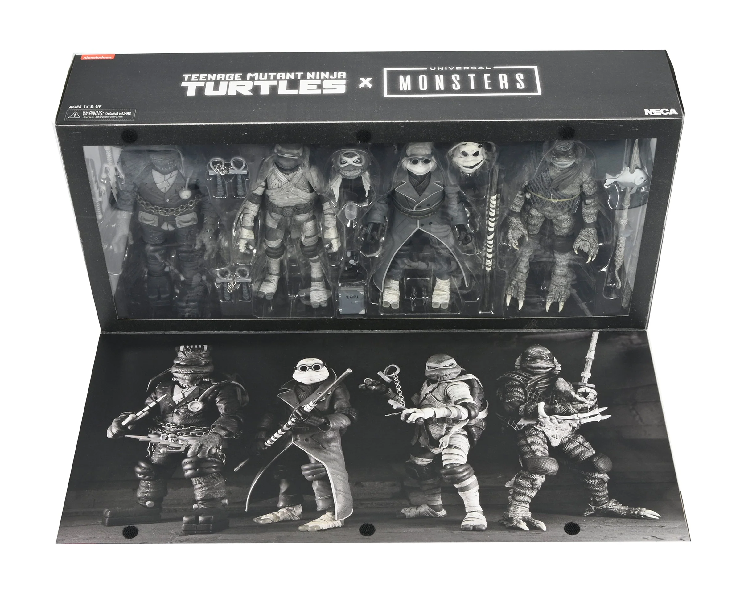 Universal Monsters x Teenage Mutant Ninja Turtles – Black & White Turtles 7” Scale Action Figure 4-Pack - Image 17